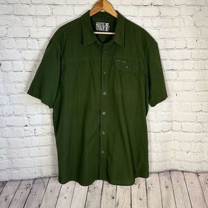 Realtree Real Tree Mens XL Short Sleeve Dress Shirt Green Button Hunting Ripstop